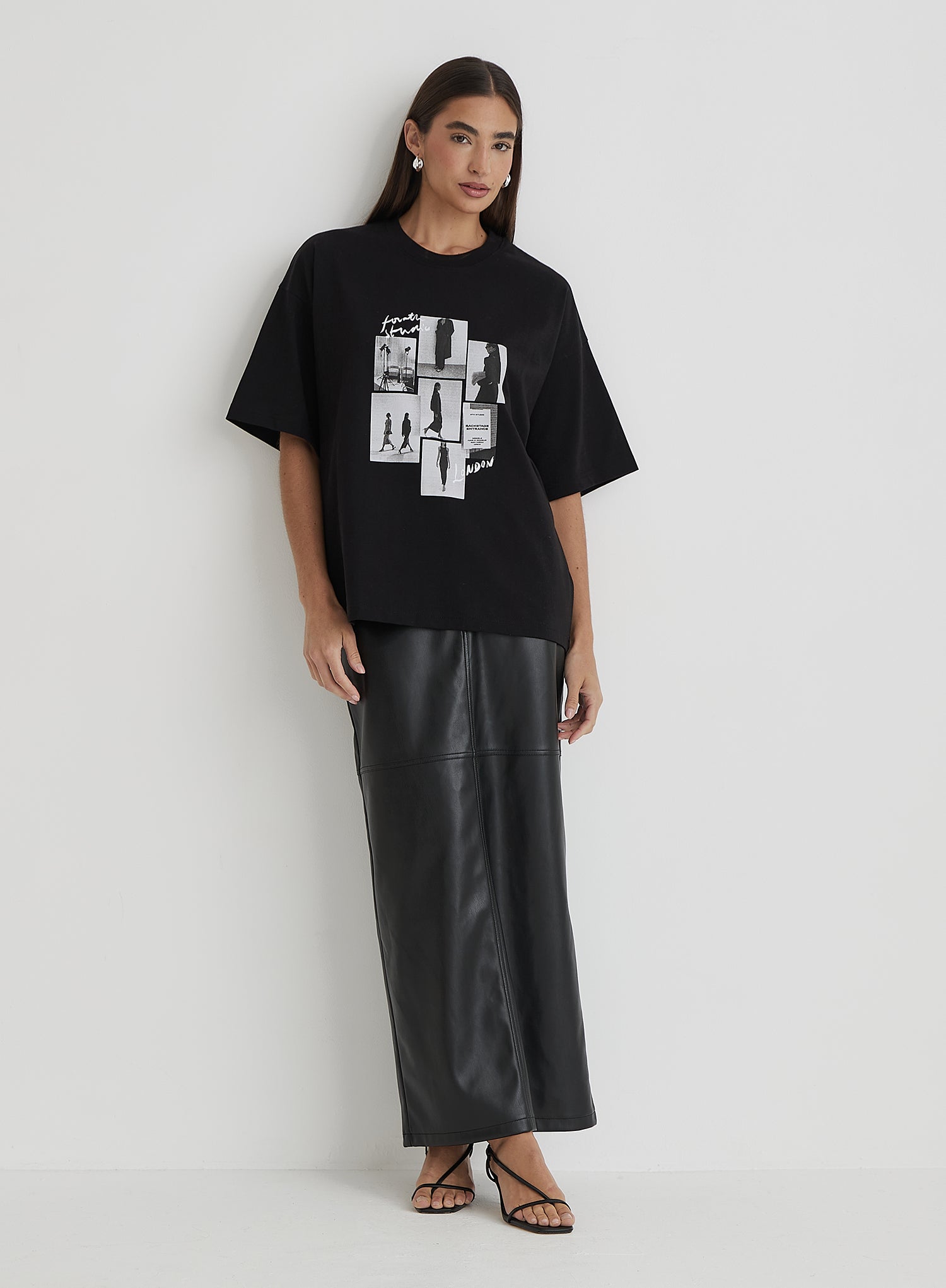 Black Catwalk Polaroid Graphic T-Shirt